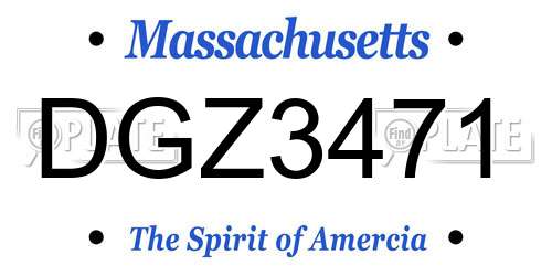 DGZ3471 Massachusetts License Plate