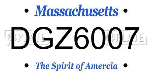 DGZ6007 Massachusetts License Plate