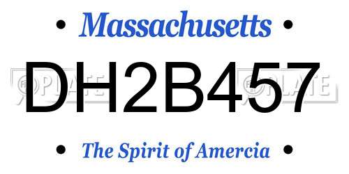 DH2B457 Massachusetts License Plate