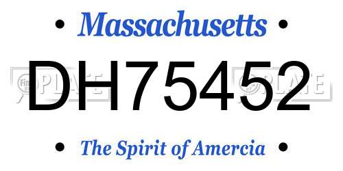 DH75452 Massachusetts License Plate