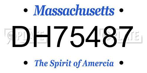 DH75487 Massachusetts License Plate