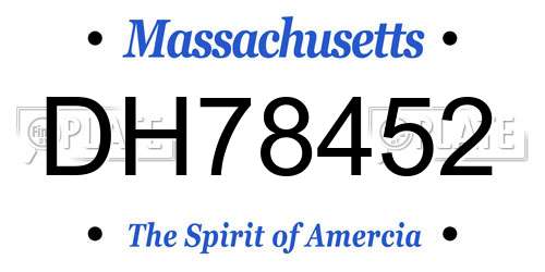 DH78452 Massachusetts License Plate