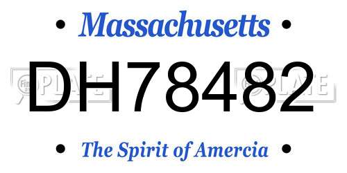 DH78482 Massachusetts License Plate