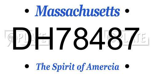 DH78487 Massachusetts License Plate