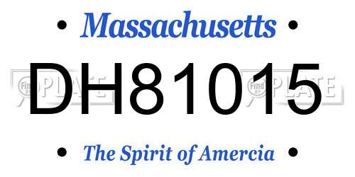 DH81015 Massachusetts License Plate