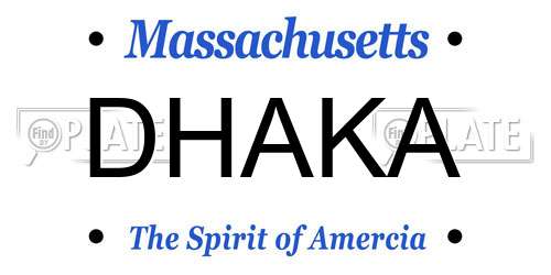 DHAKA Massachusetts License Plate
