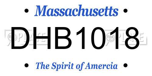 DHB1018 Massachusetts License Plate