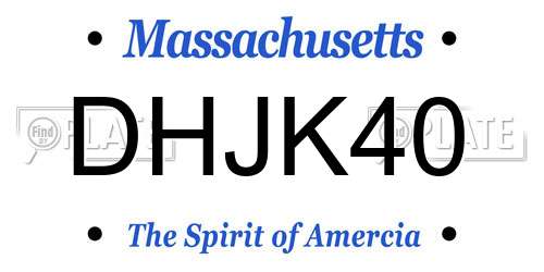 DHJK40 Massachusetts License Plate