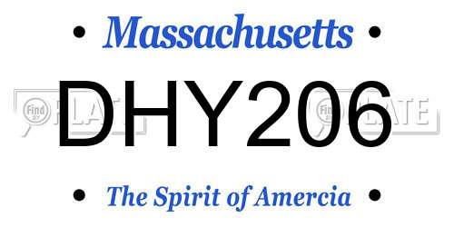 DHY206 Massachusetts License Plate