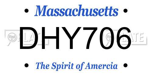 DHY706 Massachusetts License Plate