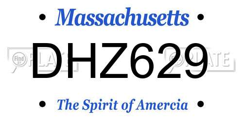 DHZ629 Massachusetts License Plate
