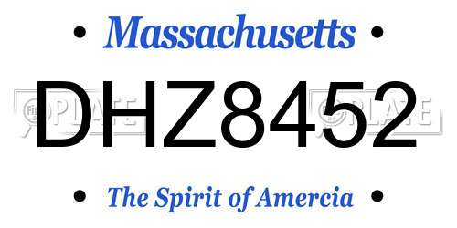 DHZ8452 Massachusetts License Plate