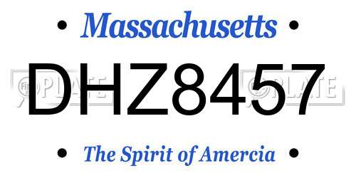DHZ8457 Massachusetts License Plate
