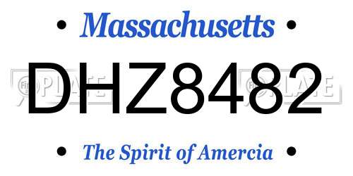 DHZ8482 Massachusetts License Plate