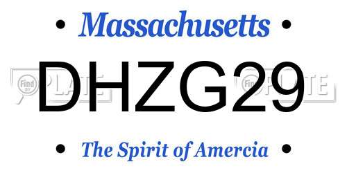 DHZG29 Massachusetts License Plate