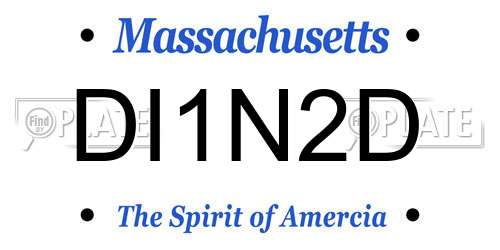 DI1N2D Massachusetts License Plate