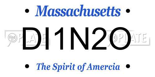 DI1N2O Massachusetts License Plate