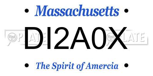 DI2A0X Massachusetts License Plate