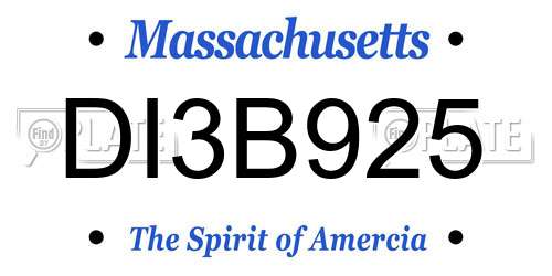 DI3B925 Massachusetts License Plate