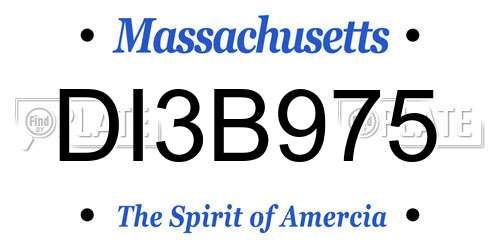 DI3B975 Massachusetts License Plate
