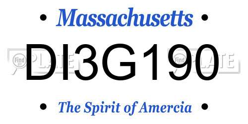 DI3G190 Massachusetts License Plate