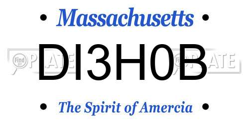 DI3H0B Massachusetts License Plate