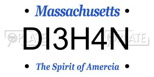 DI3H4N Massachusetts License Plate