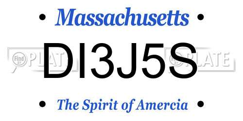 DI3J5S Massachusetts License Plate