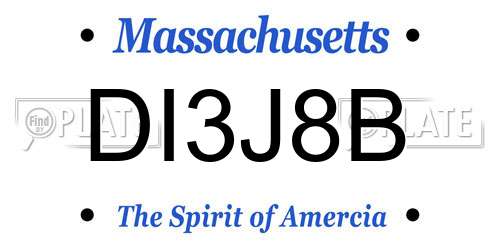 DI3J8B Massachusetts License Plate
