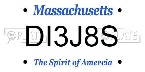 DI3J8S Massachusetts License Plate