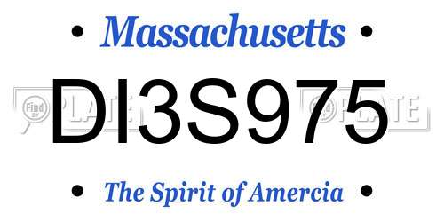 DI3S975 Massachusetts License Plate