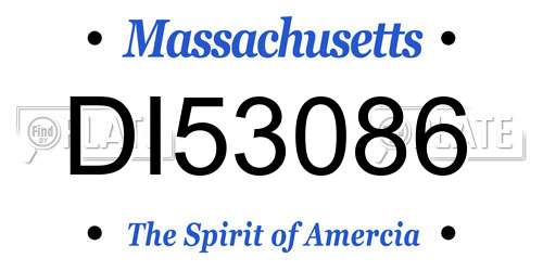 DI53086 Massachusetts License Plate