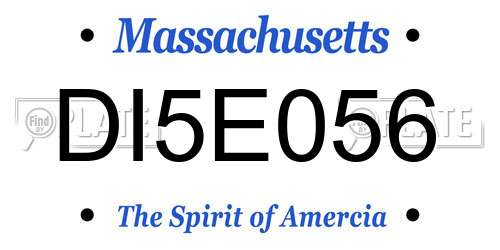 DI5E056 Massachusetts License Plate
