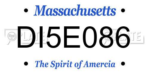 DI5E086 Massachusetts License Plate