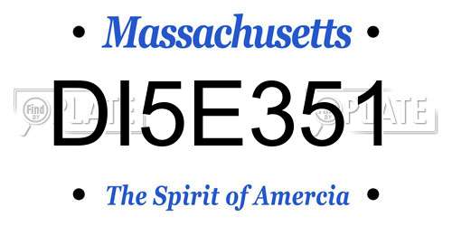 DI5E351 Massachusetts License Plate
