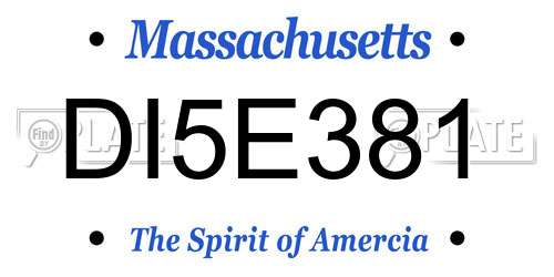 DI5E381 Massachusetts License Plate