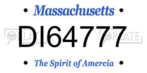 DI64777 Massachusetts License Plate