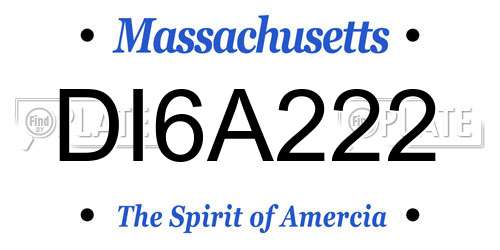 DI6A222 Massachusetts License Plate