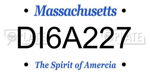 DI6A227 Massachusetts License Plate