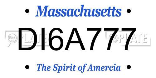 DI6A777 Massachusetts License Plate