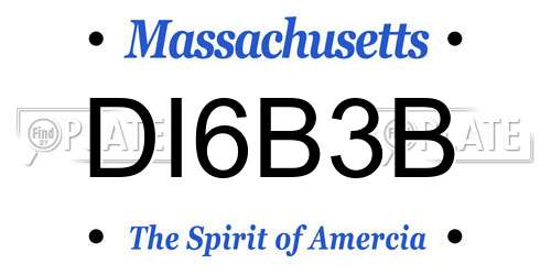 DI6B3B Massachusetts License Plate