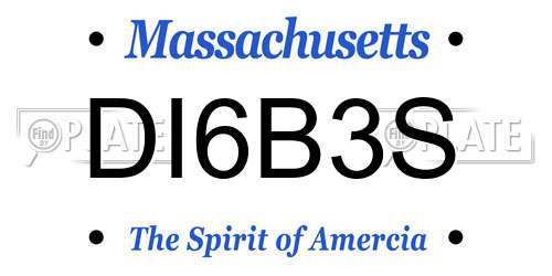DI6B3S Massachusetts License Plate