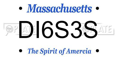 DI6S3S Massachusetts License Plate