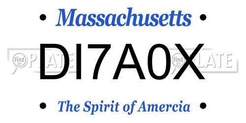 DI7A0X Massachusetts License Plate