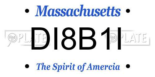 DI8B1I Massachusetts License Plate