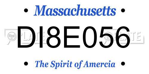 DI8E056 Massachusetts License Plate
