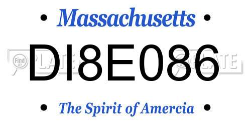 DI8E086 Massachusetts License Plate