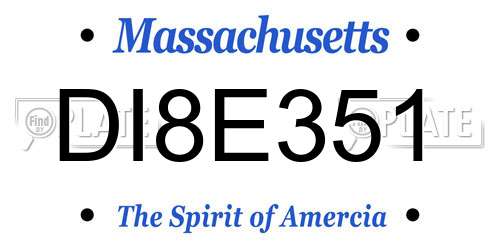 DI8E351 Massachusetts License Plate