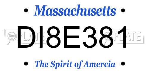 DI8E381 Massachusetts License Plate