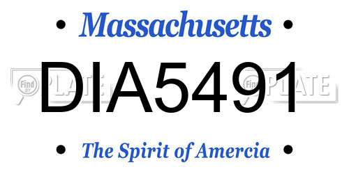 DIA5491 Massachusetts License Plate